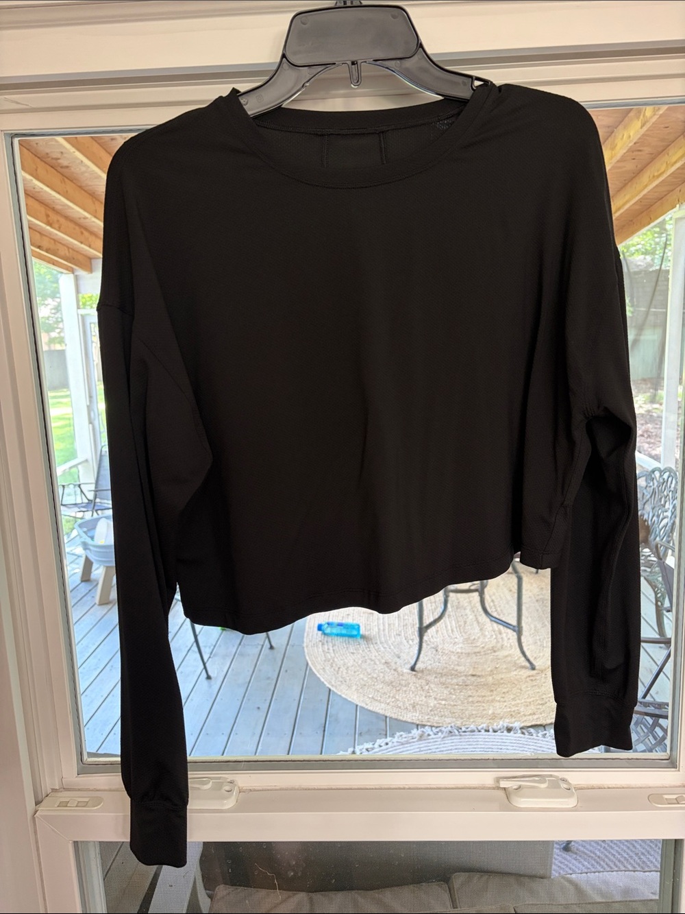 lululemon athletica Black Cropped Long-Sleeve Crew